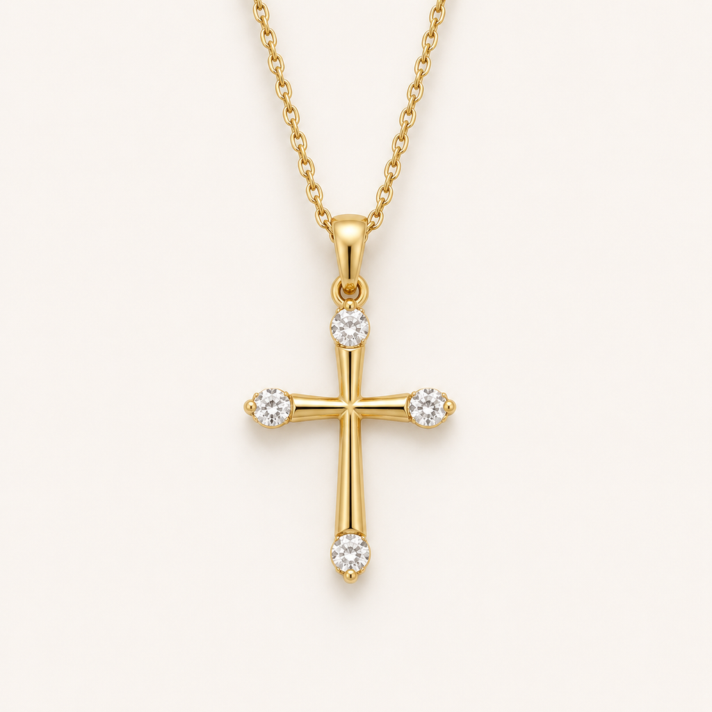 Elegant Zircon Cross Pendant Necklace