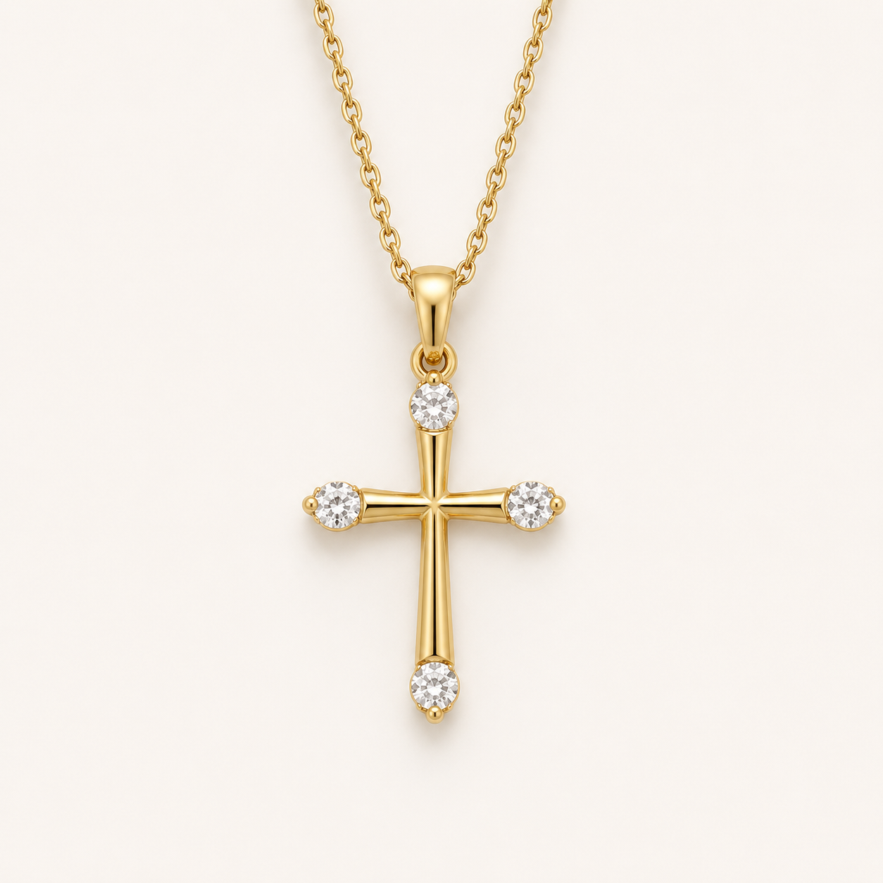 Elegant Zircon Cross Pendant Necklace