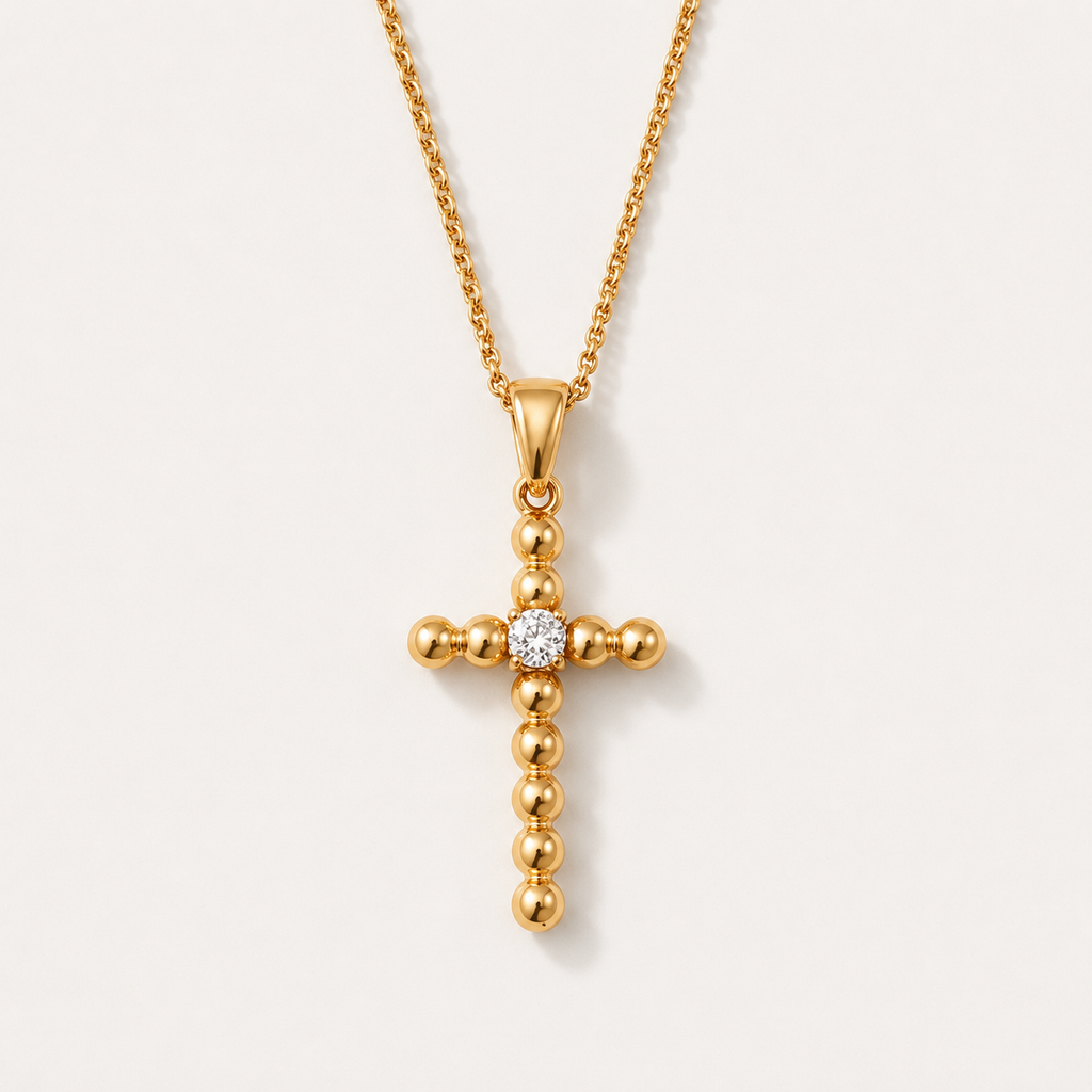 Elegant Zircon Cross Pendant Necklace