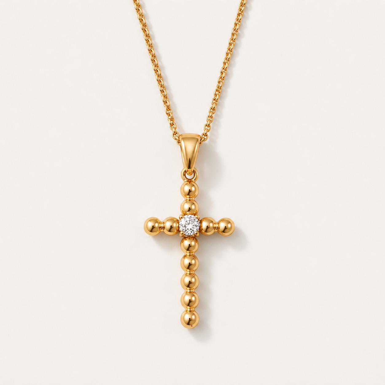 Elegant Zircon Cross Pendant Necklace