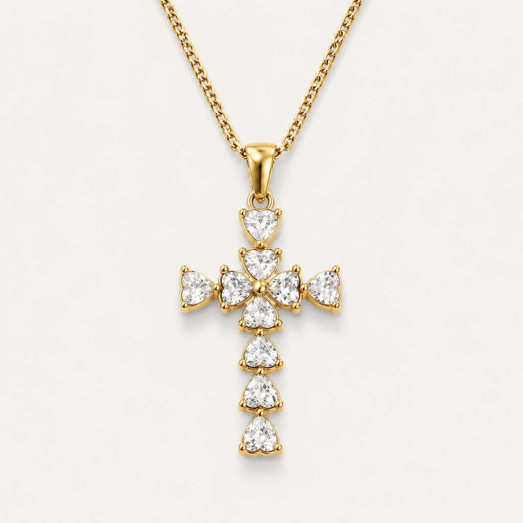 Elegant Zircon Cross Pendant Necklace