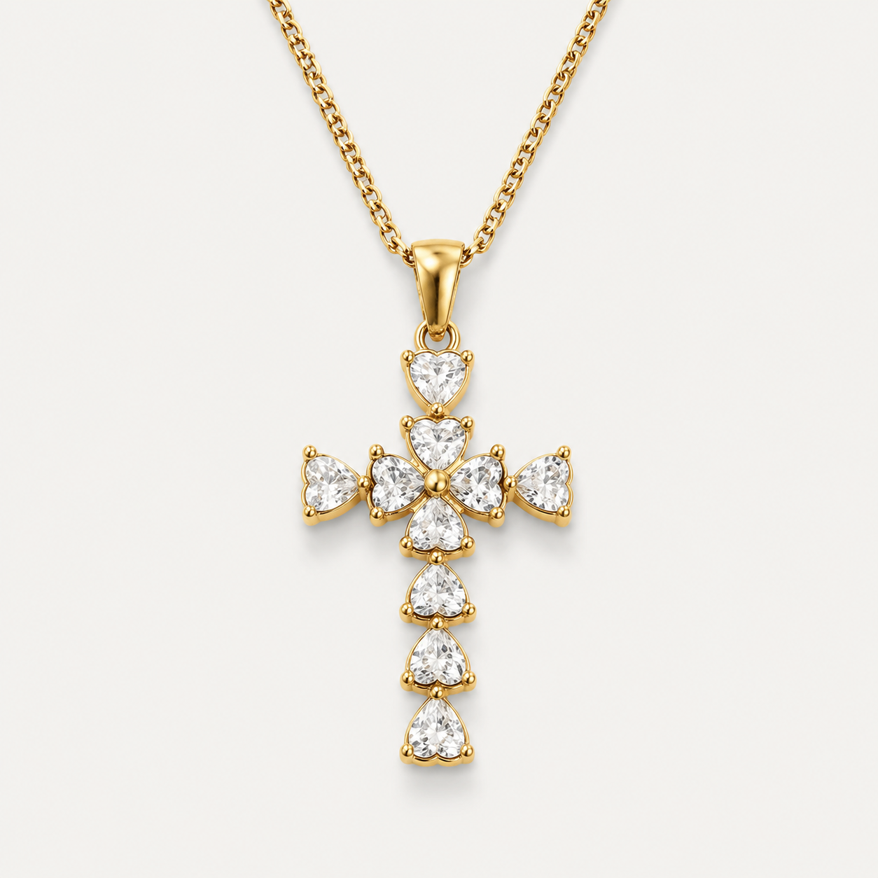 Elegant Zircon Cross Pendant Necklace