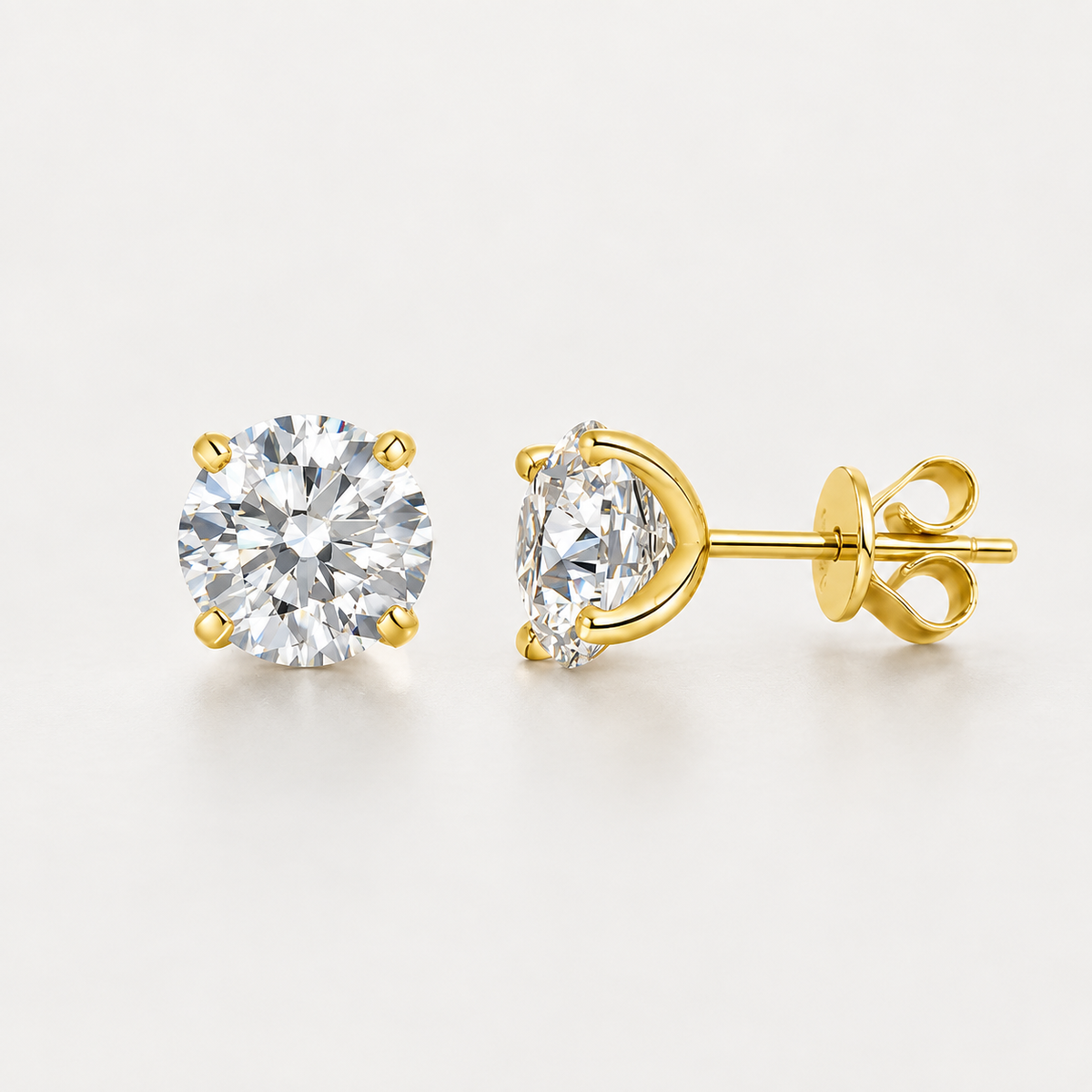 Moissanite Solitaire Stud Earrings in 925 Sterling Silver