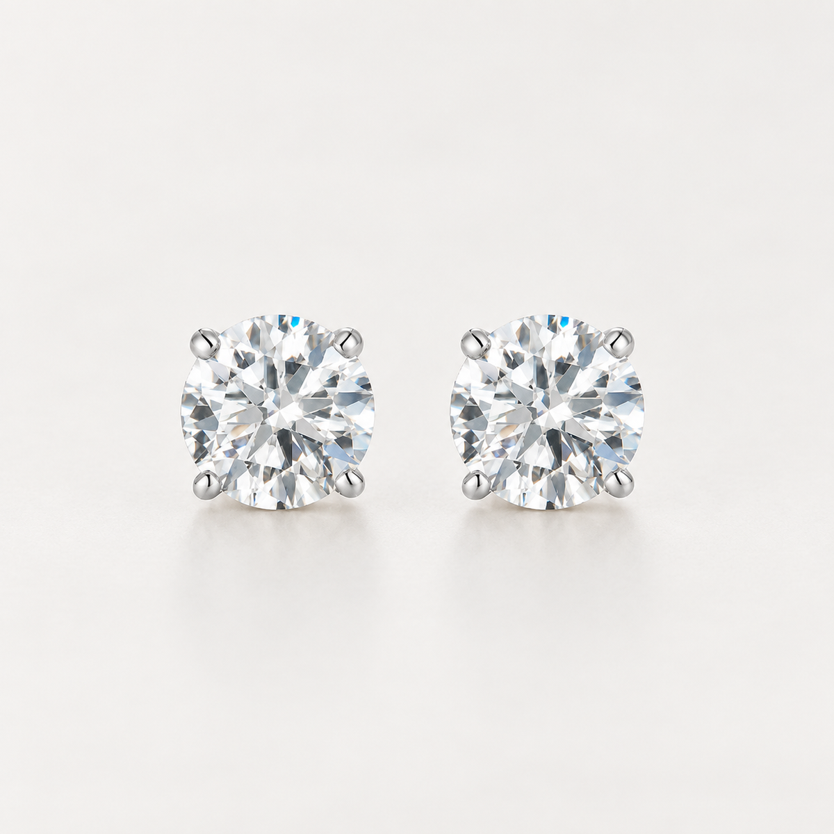 Moissanite Solitaire Stud Earrings in 925 Sterling Silver