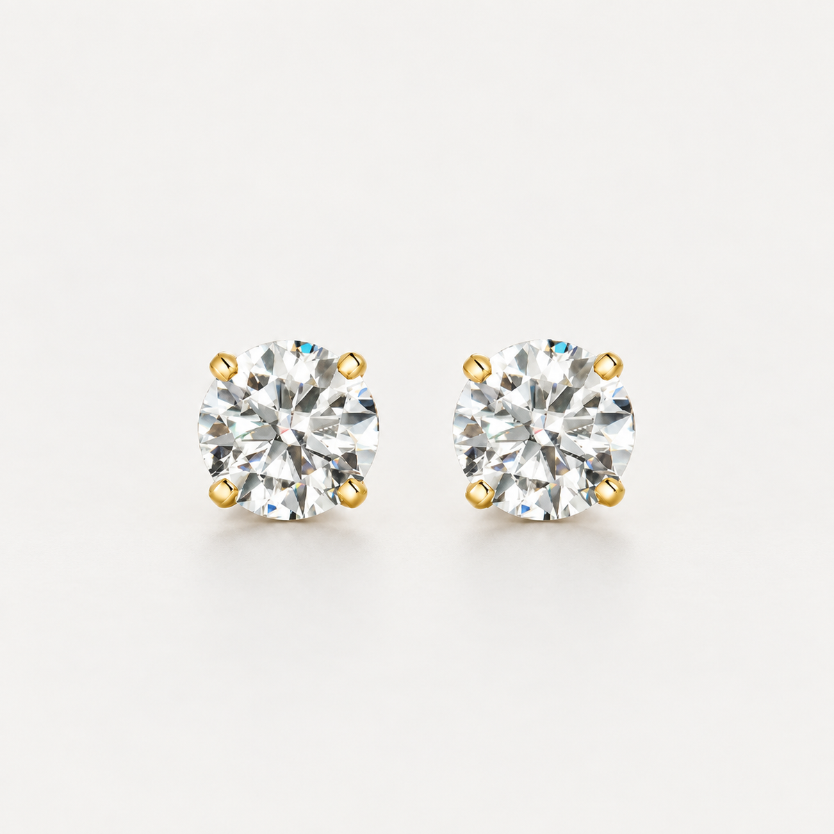 Moissanite Solitaire Stud Earrings in 925 Sterling Silver
