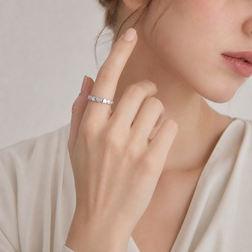 Sterling Silver 925 Heart Ring with Zirconia
