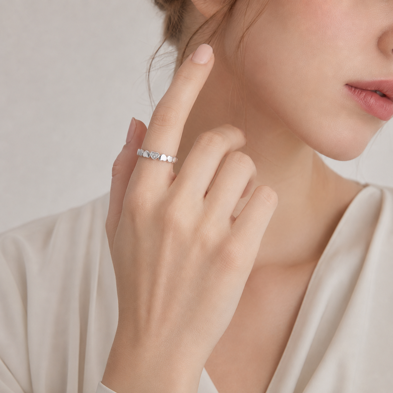 Herzring aus Sterlingsilber 925 mit Zirkonia