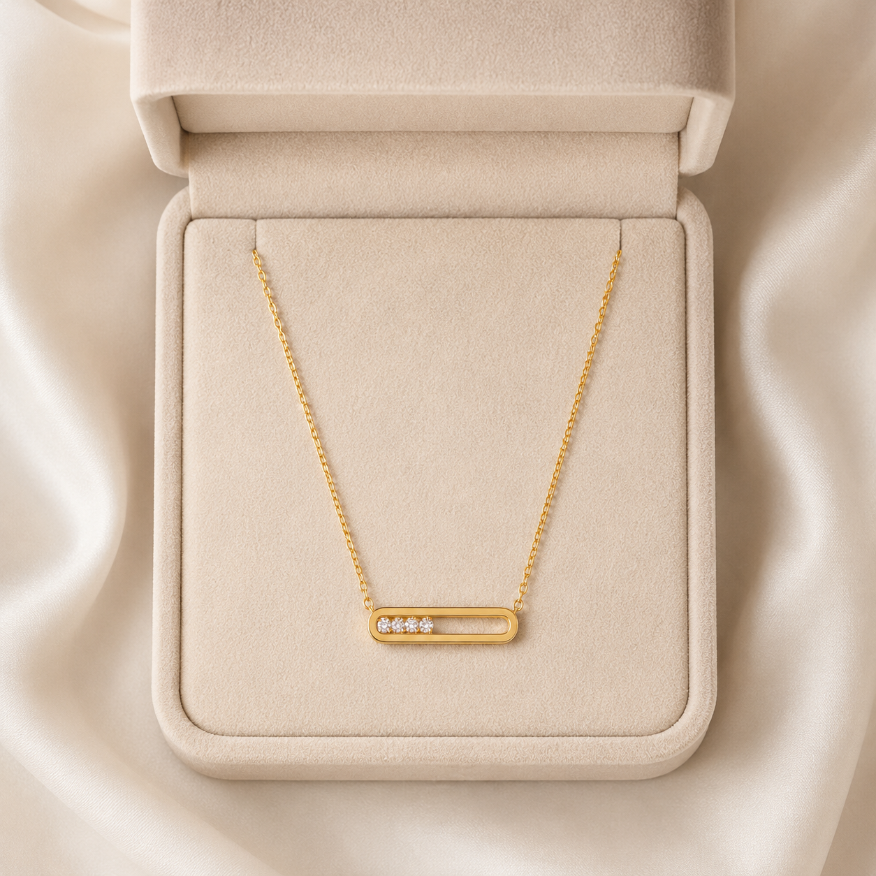 Modern Sliding Zirconia Bar Necklace