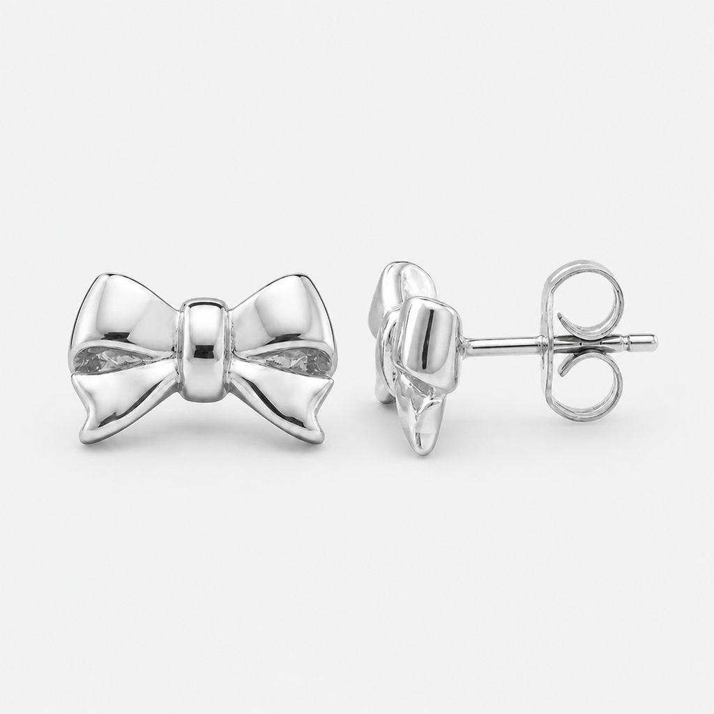 Éclat Bow Sterling Silver Stud Earrings
