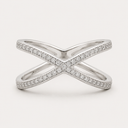 Élan Cross Pavé Ring in 925 Sterling Silve