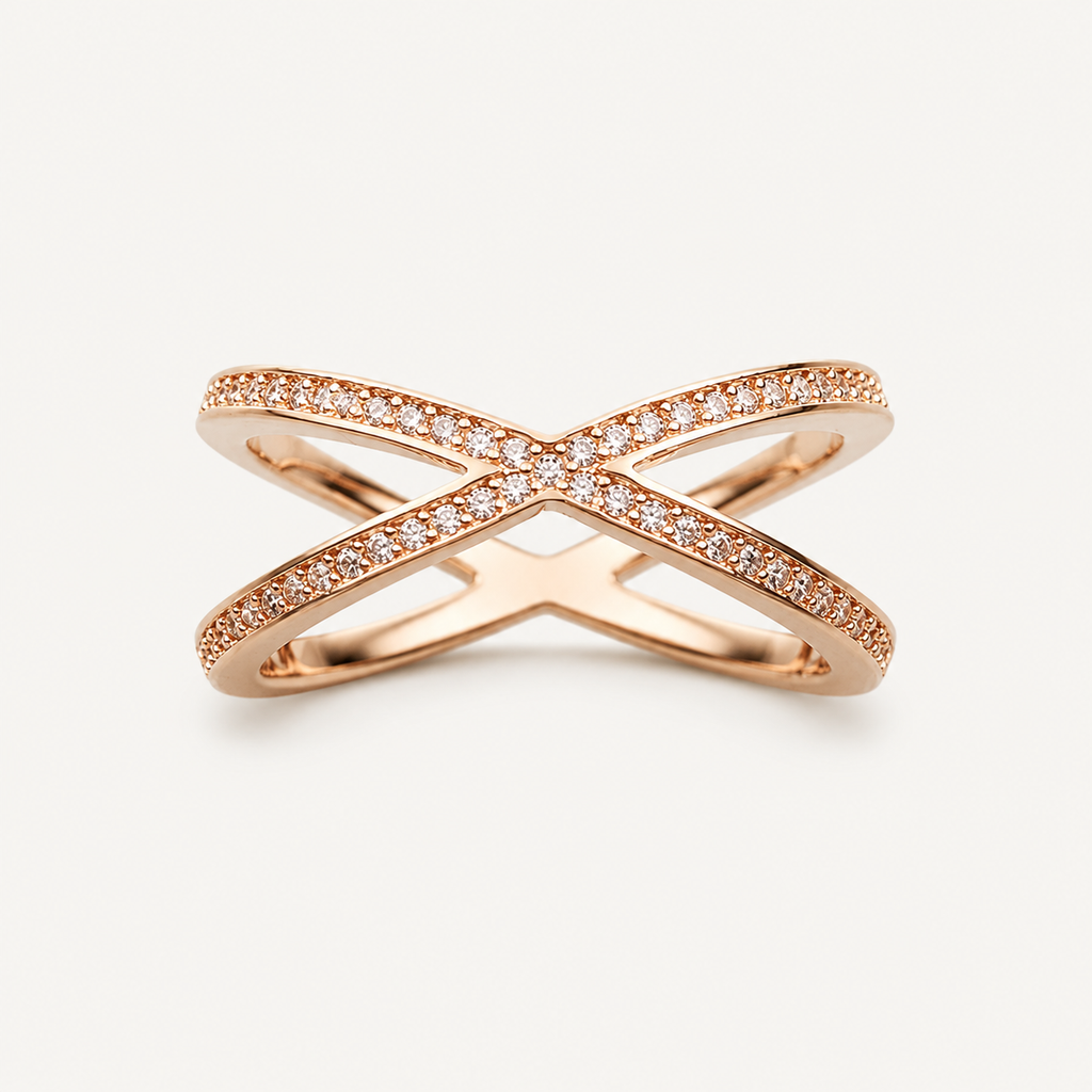Élan Cross Pavé Ring in 925 Sterling Silve