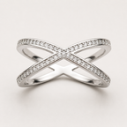 Élan Cross Pavé Ring in 925 Sterling Silve