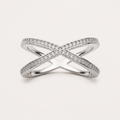 Élan Cross Pavé Ring in 925 Sterling Silve