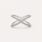 Élan Cross Pavé Ring in 925 Sterling Silve