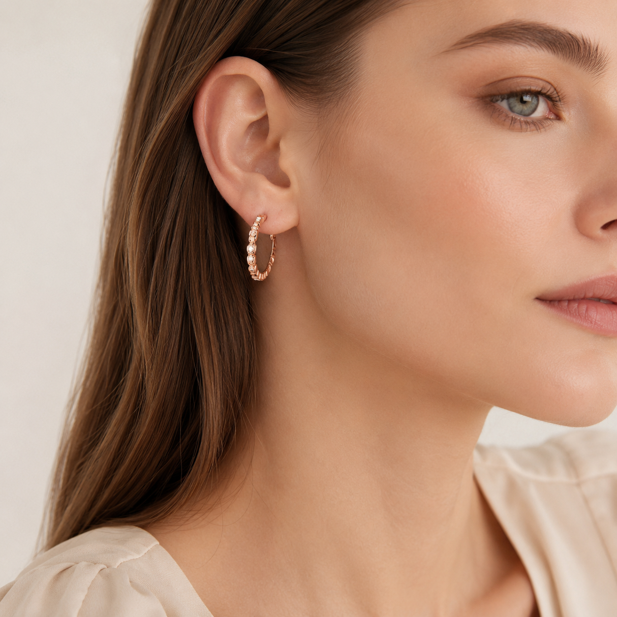 Éclat Rosé Hoop Earrings in 925 Sterling Silver