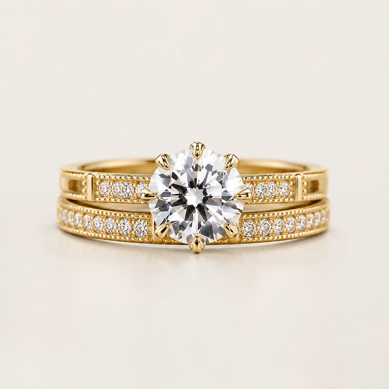 Élodie Bridal Ring Set in Gold-Tone Brass
