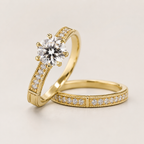 Élodie Bridal Ring Set in Gold-Tone Brass