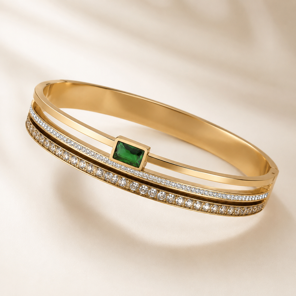 Gold Stainless Steel Zirconia Bracelet
