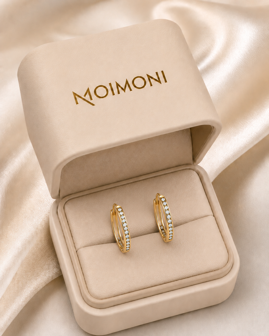 Zirconia Hoop Earrings in Rose Gold and Silver Finish