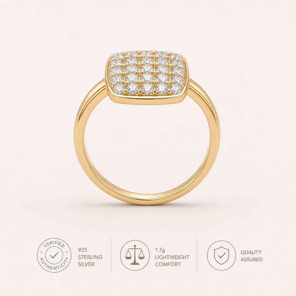 925 Sterling Silver Starry Square Zircon Ring