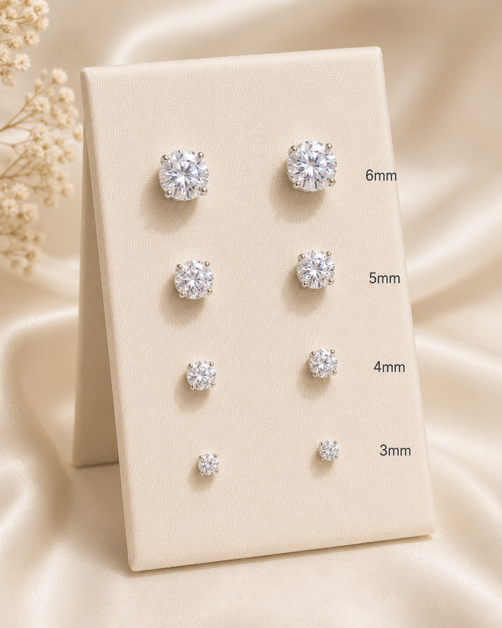 925 Sterling Silver CZ Crystal Stud Earrings