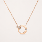 Stainless Steel Double Circle Zirconia Necklac