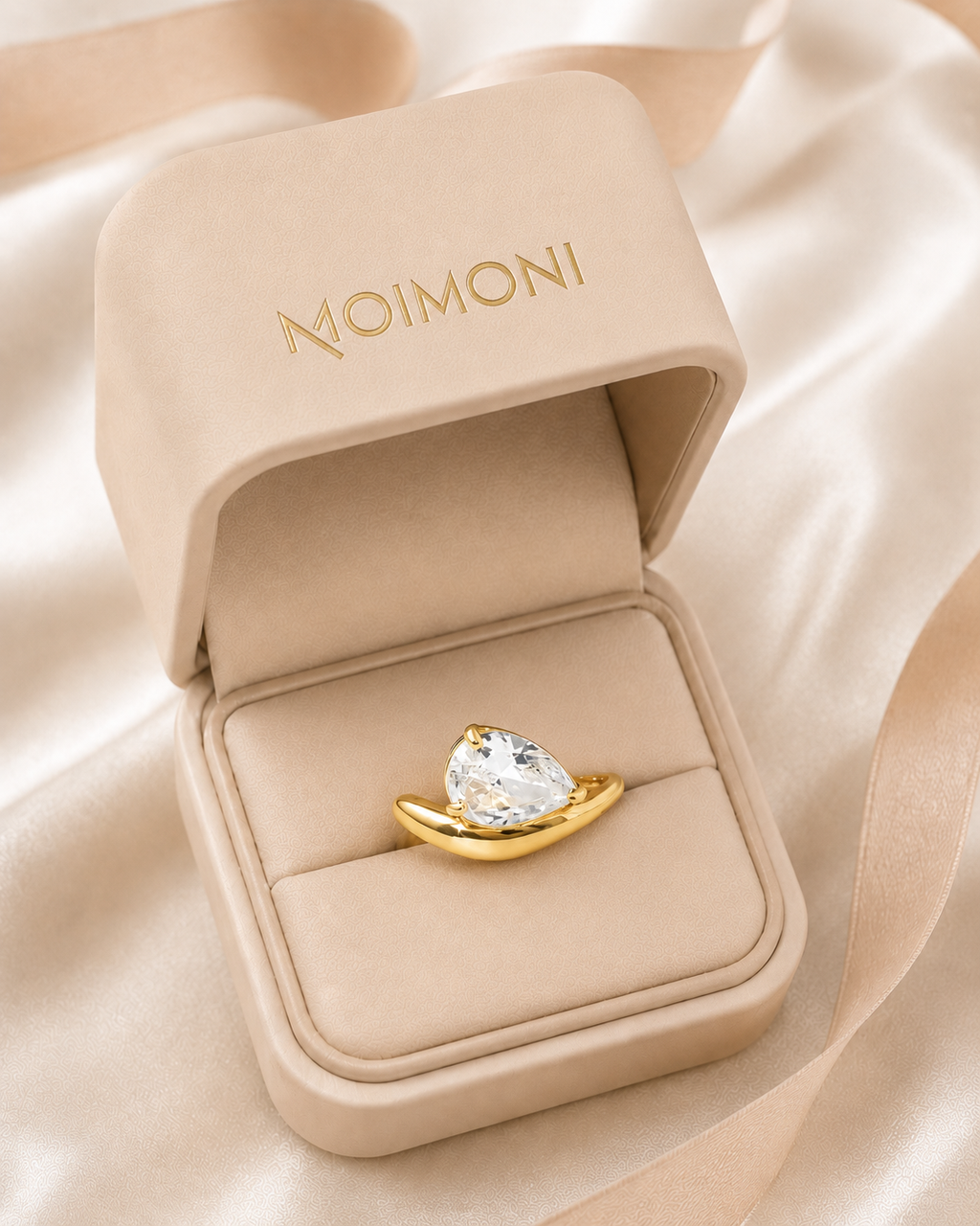 Lumière Teardrop 18k Gold Plated Zirconia Ring
