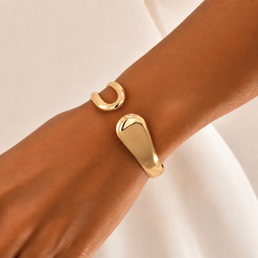 Gold Geometric Alloy Cuff Bracelet