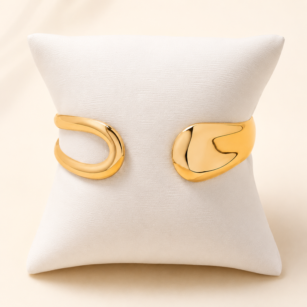 Gold Geometric Alloy Cuff Bracelet