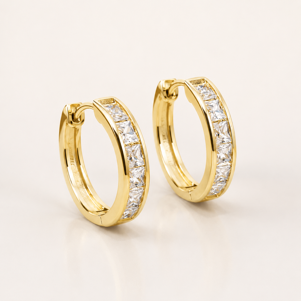 Goldcreolen mit Zirkonia