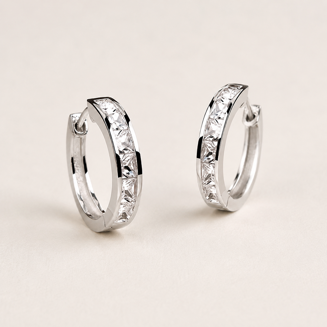 Gold Hoop Earrings with Cubic Zirconia
