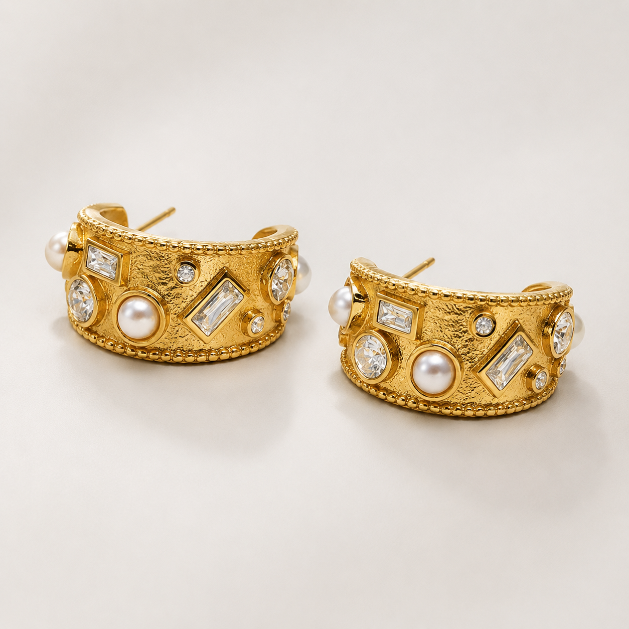 Elegant Pearl Hoop Earrings