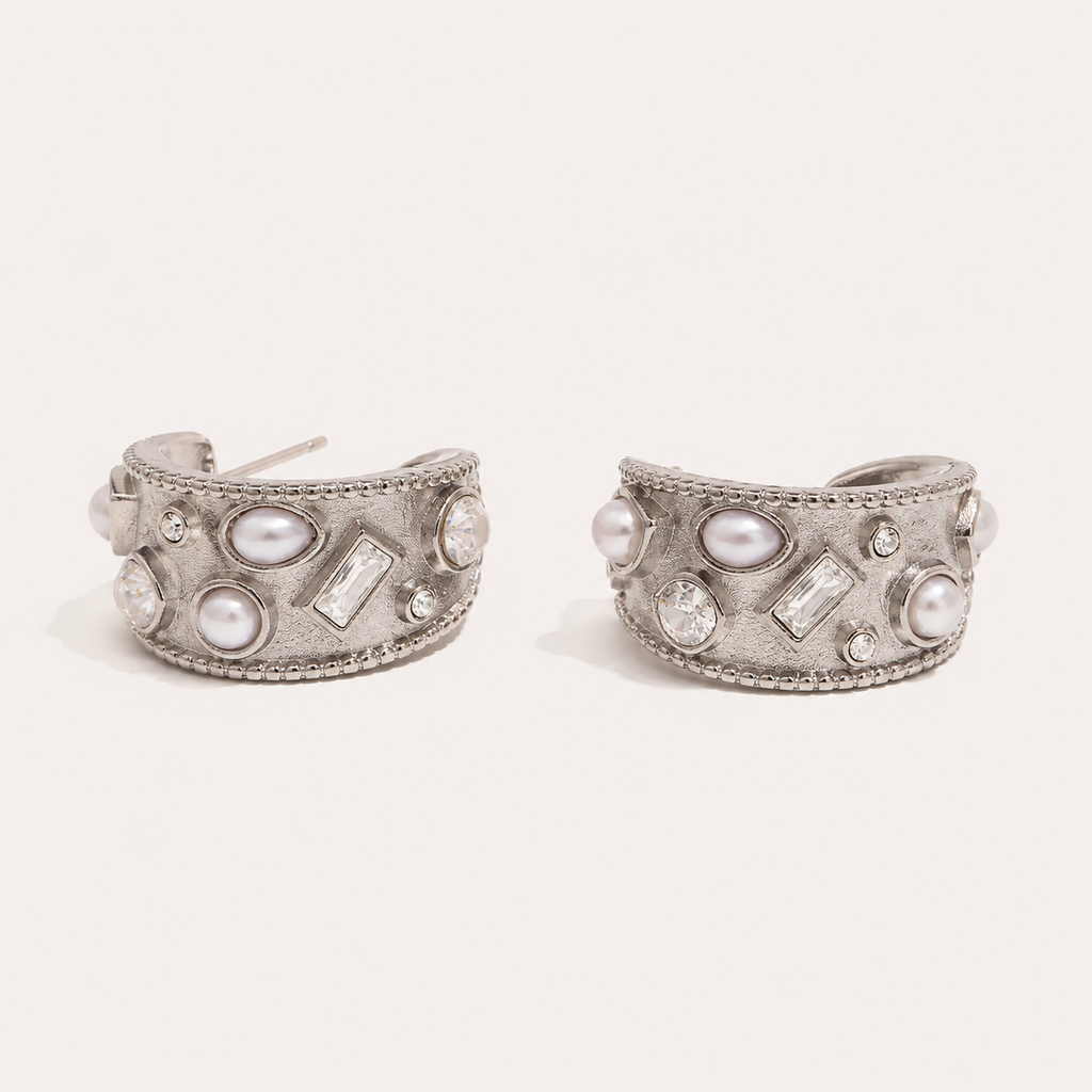 Elegant Pearl Hoop Earrings