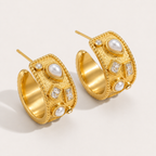 Elegant Pearl Hoop Earrings