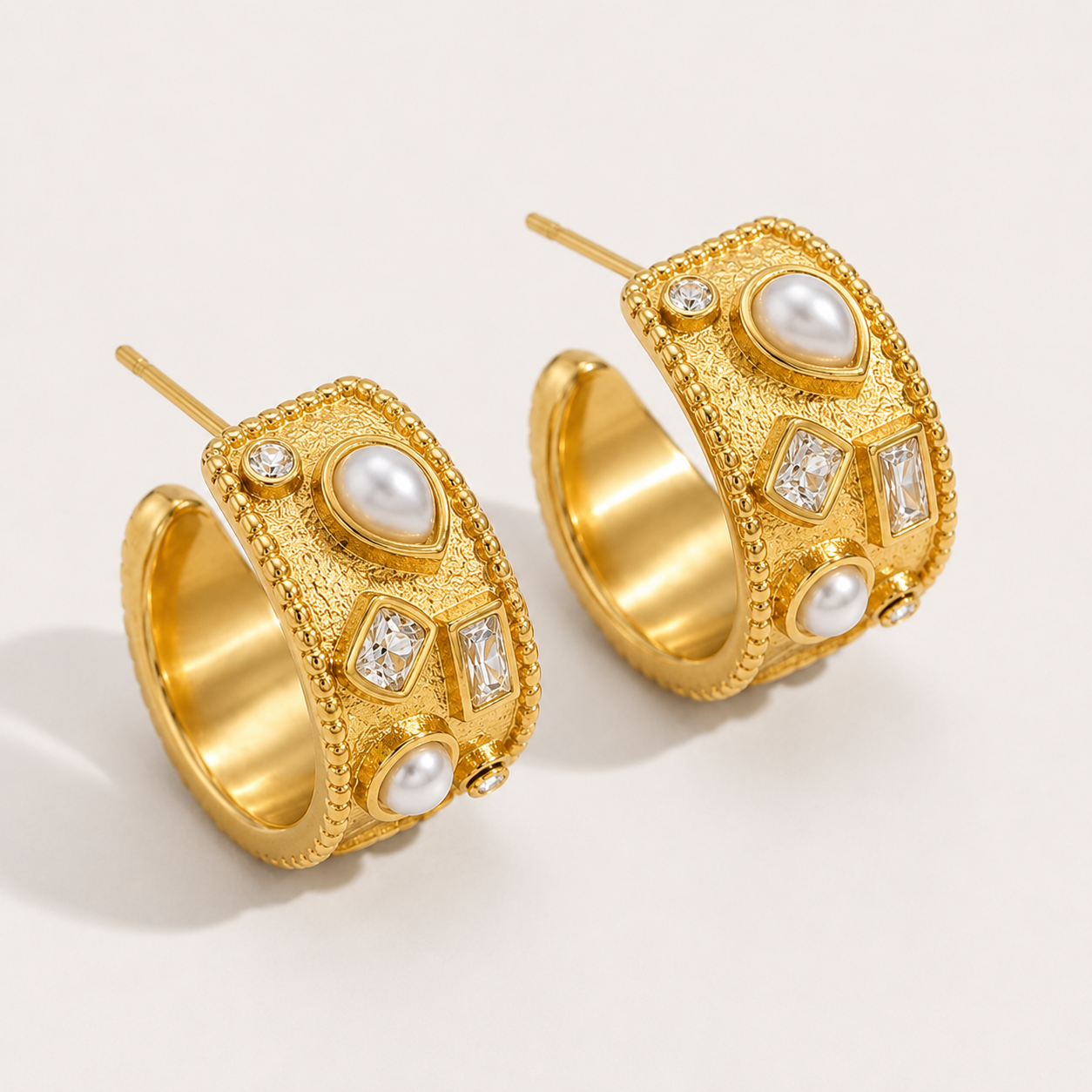 Elegant Pearl Hoop Earrings