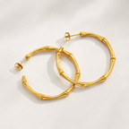 Elegant Bamboo Gold Hoop Earrings
