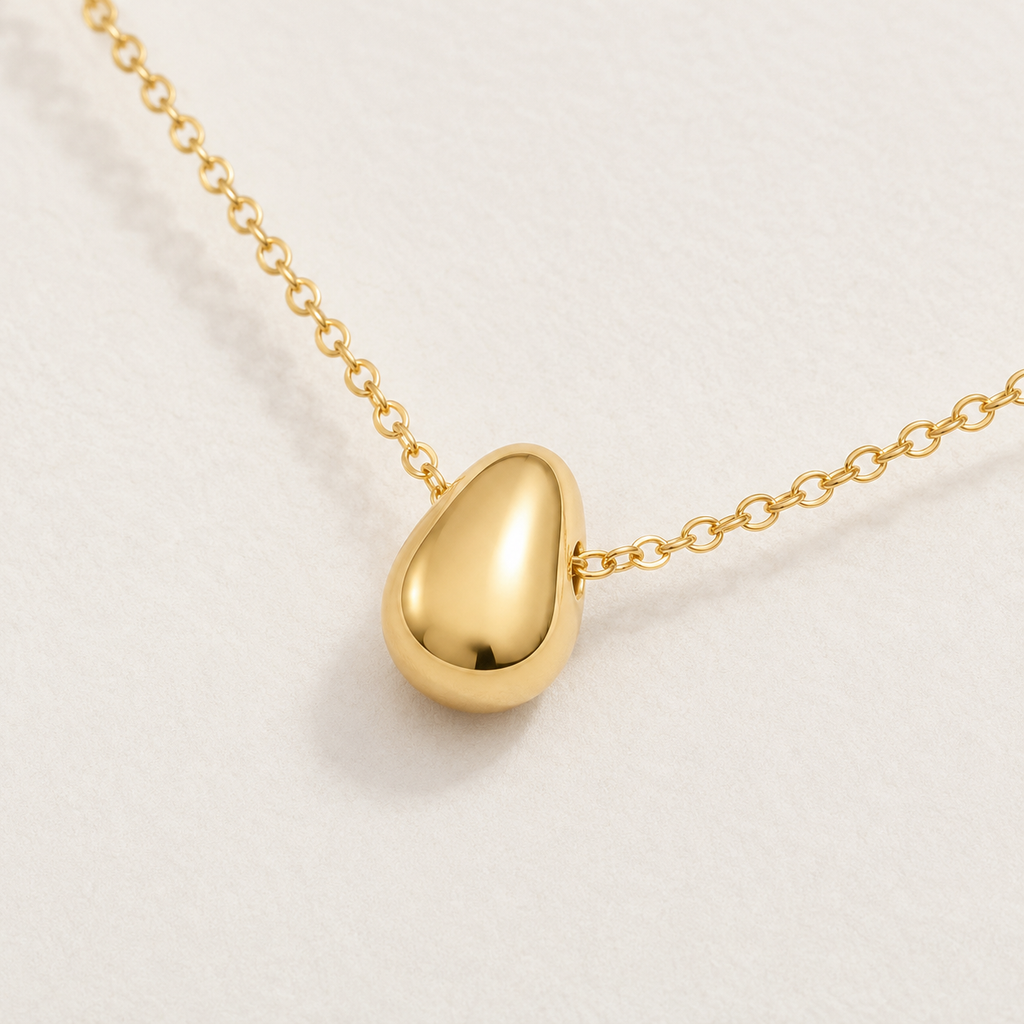 Minimalist Water Drop 18K Gold-Plated Stainless Steel Necklace