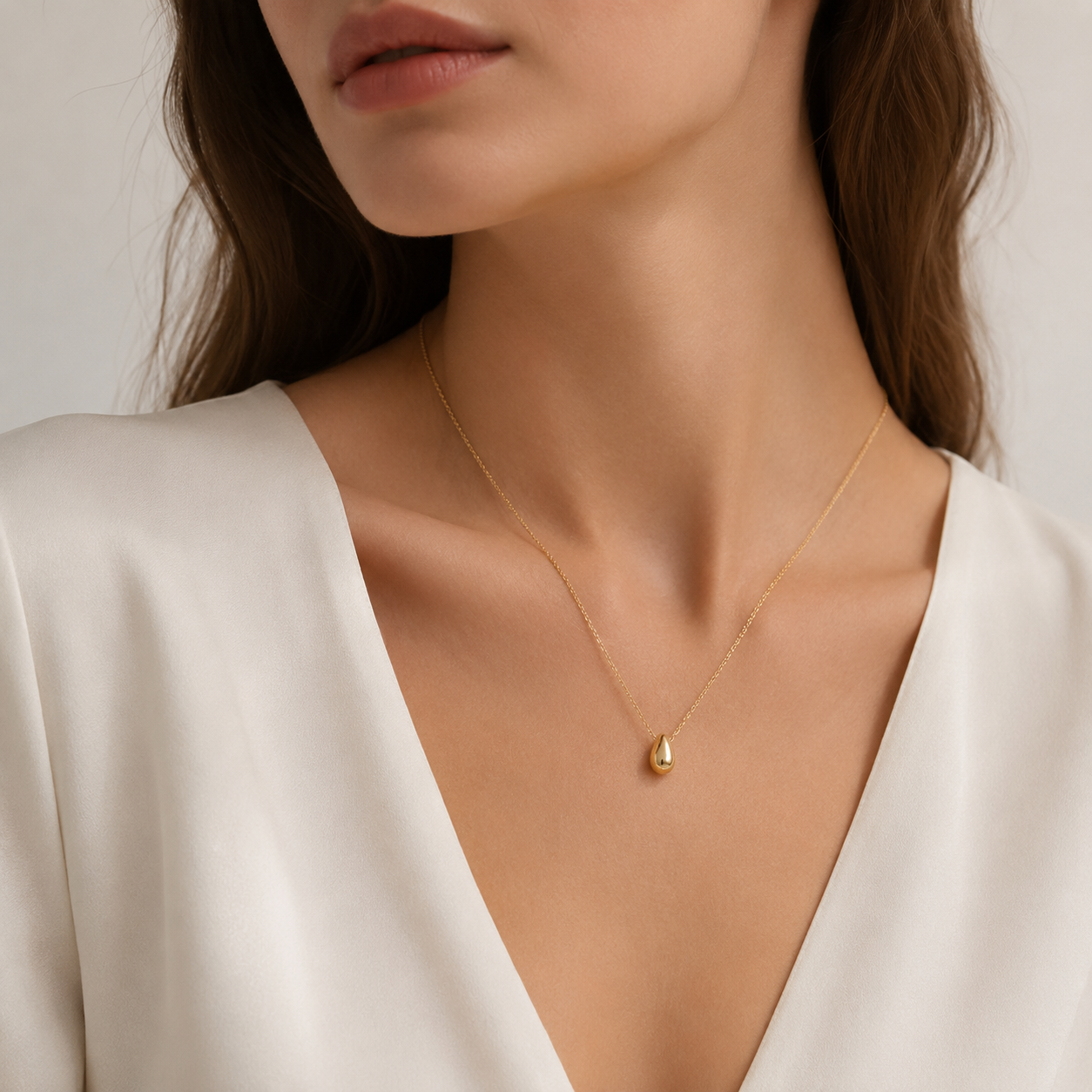 Minimalist Water Drop 18K Gold-Plated Stainless Steel Necklace
