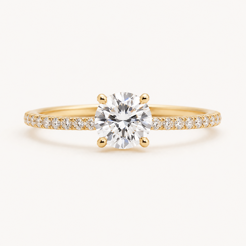 Zirconia Solitaire Ring in Silver-Tone Stainless Steel
