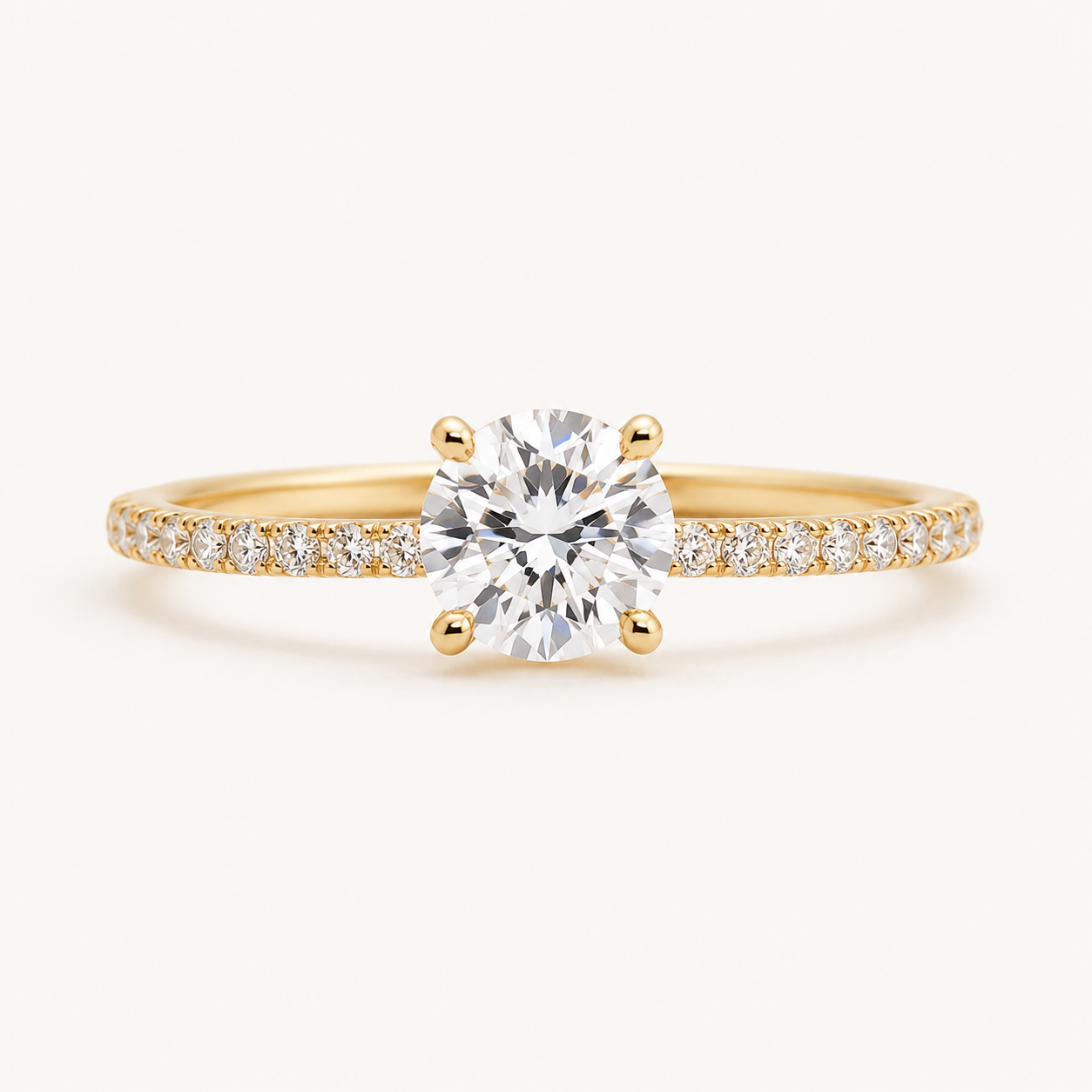 Zirconia Solitaire Ring in Silver-Tone Stainless Steel