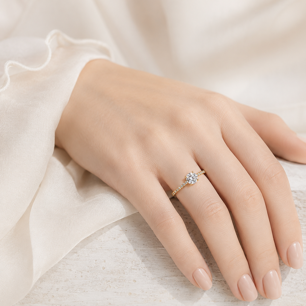 Zirconia Solitaire Ring in Silver-Tone Stainless Steel