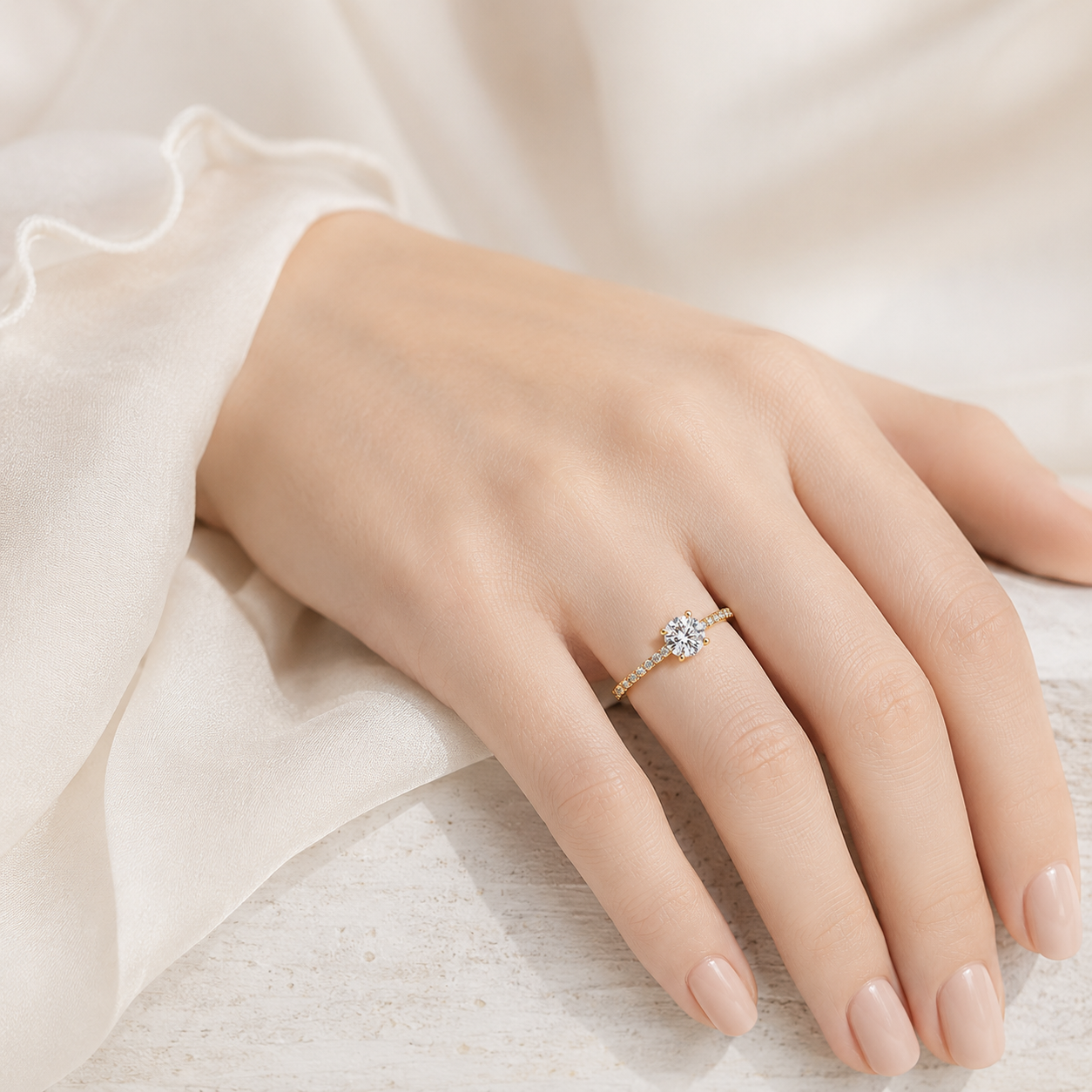 Zirconia Solitaire Ring in Silver-Tone Stainless Steel