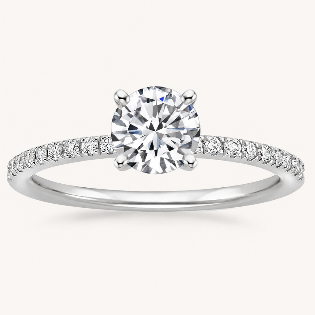 Zirconia Solitaire Ring in Silver-Tone Stainless Steel