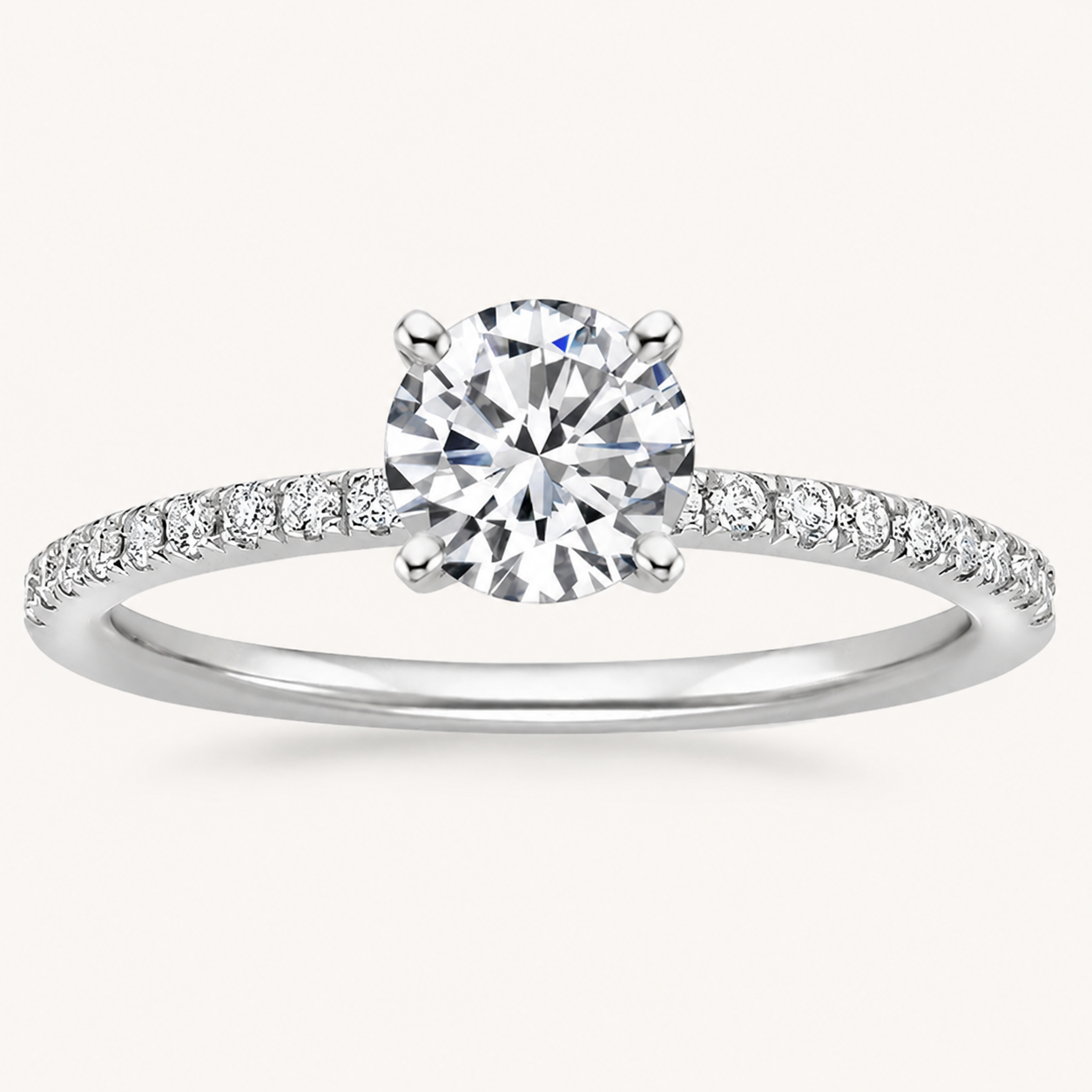 Zirconia Solitaire Ring in Silver-Tone Stainless Steel