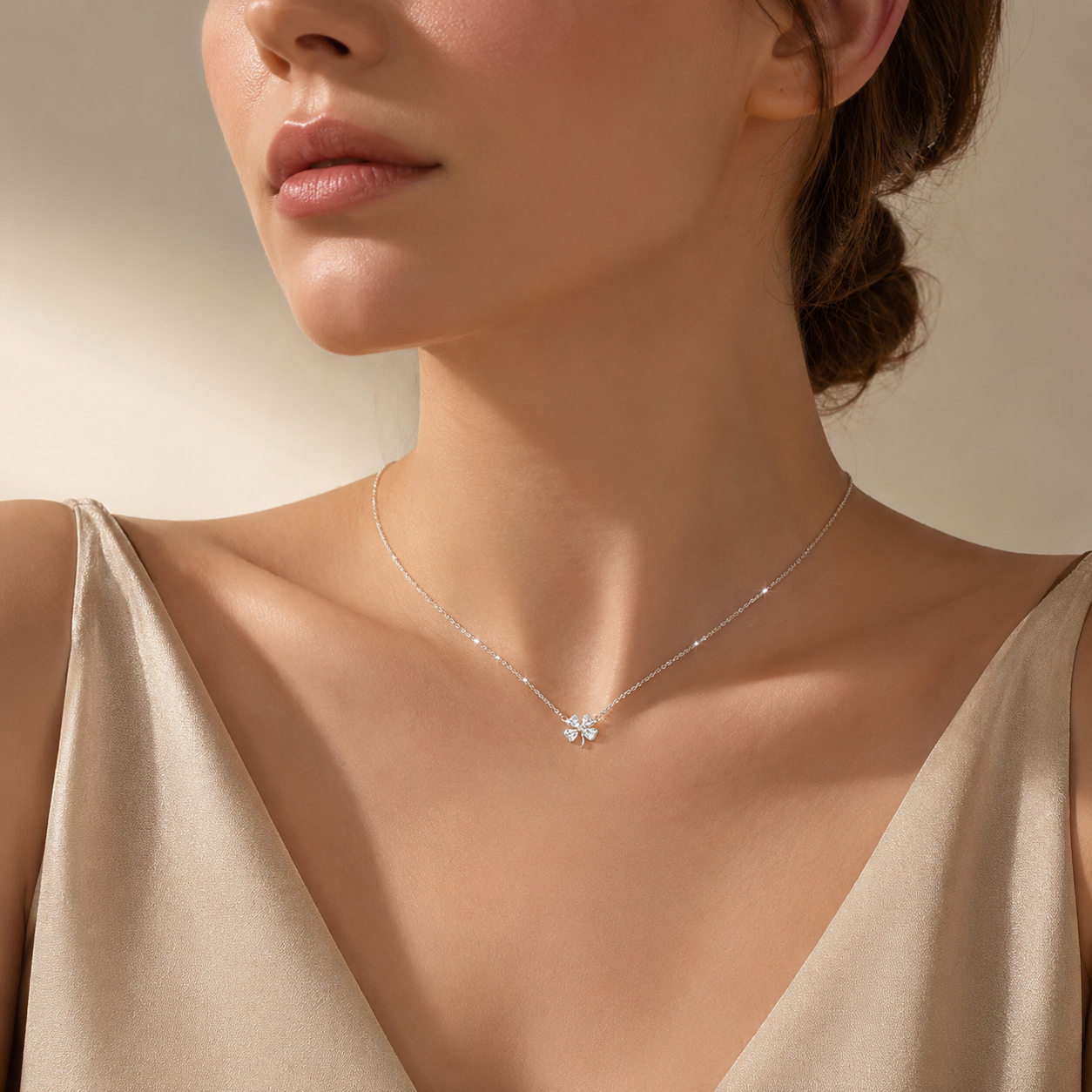 Lumière Clover Crystal Necklace