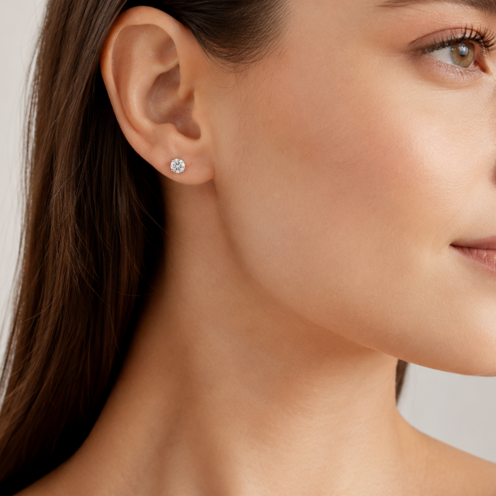 S925 Moissanite Solitaire Stud Earrings