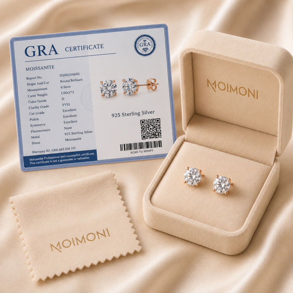 S925 Moissanite Solitaire Stud Earrings