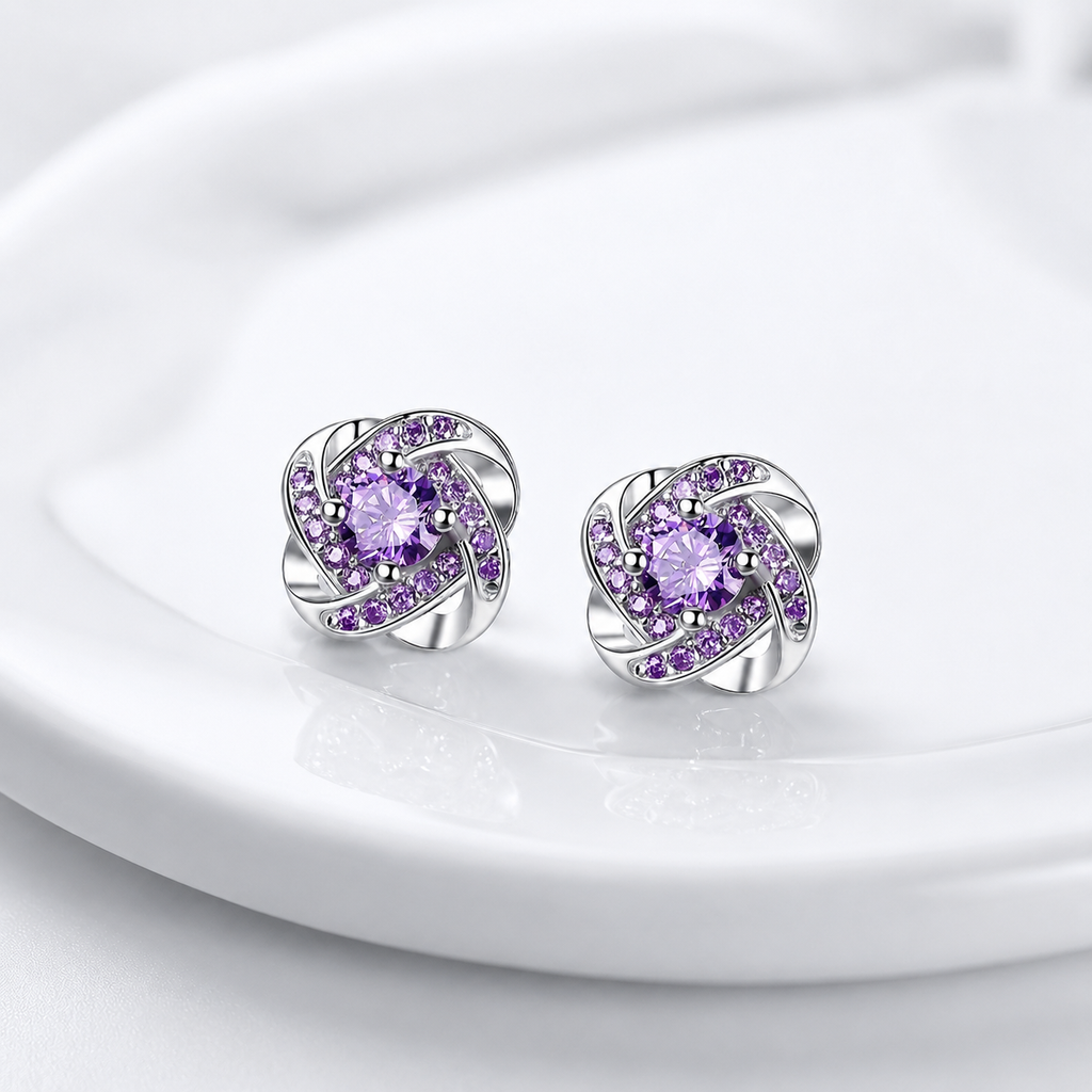 Knot of Light Zirconia Earrings