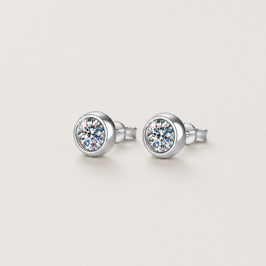 925 Sterling Silver Simplicity Zircon Stud Earrings