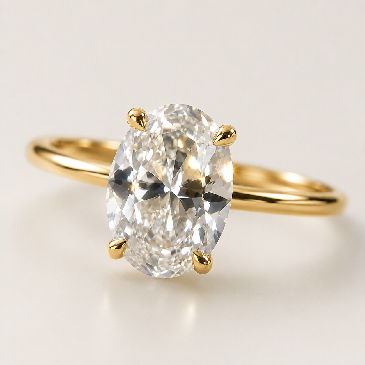 Oval Solitaire Zircon Ring in 925 Sterling Silver